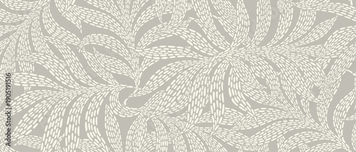 Floral abstract leaves seamless pattern with dotted flat style.	