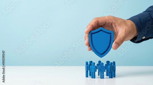 Wallpaper Mural insurance protection security safety shield people group representing life and health insurance coverage for employees or a community in a professional environment. Torontodigital.ca