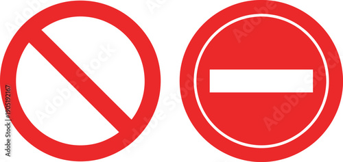 Red prohibition and do not enter traffic signs set for road safety warning restriction and access control concepts