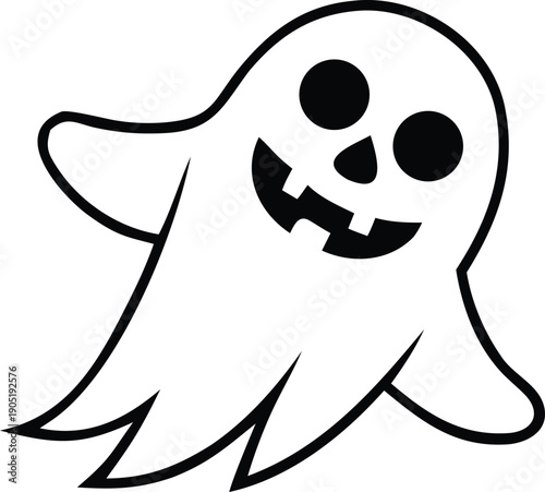 A playful, cartoon ghost with a smiling face and a friendly demeanor.