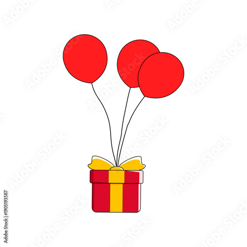 gift box vector design with red balloons