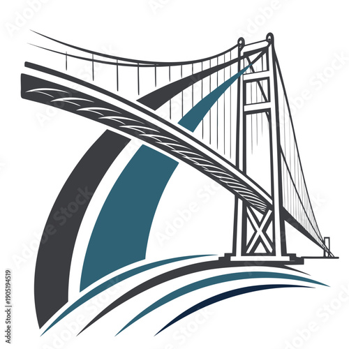 Abstract Bridge Logo - Clean Symbolizing Connection and Unity