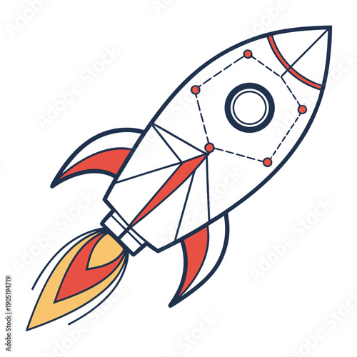 Abstract Rocket Logo - Simple Flat Geometry, Modern Style