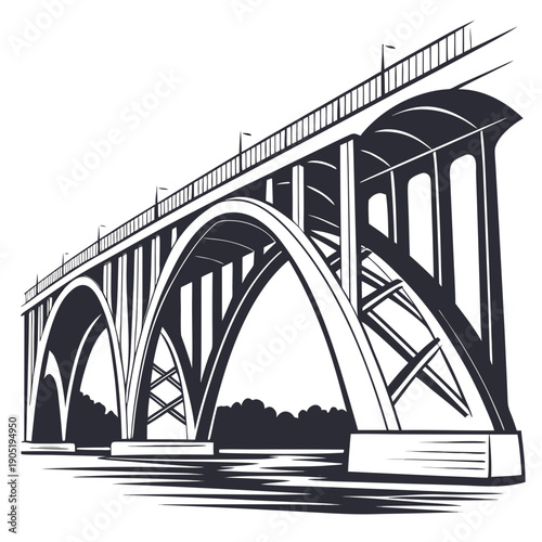 Geometric Bridge Logo - Clean Arches, Flat Design