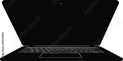 Sleek black laptop with illuminated keyboard, symbolizing modern technology and digital connection.