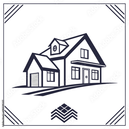 Modern Real Estate Logo - Geometric House Form Vector