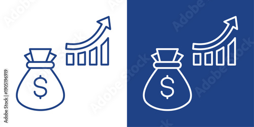 Investment Blue And White Icon Style Collection
