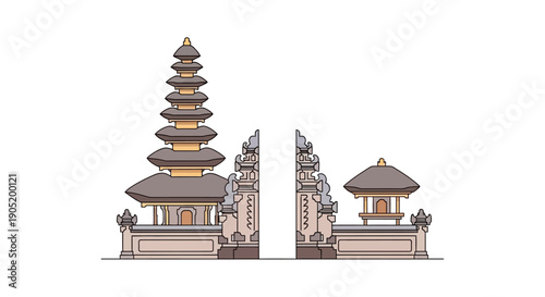 Balinese Temple Gate Towers.