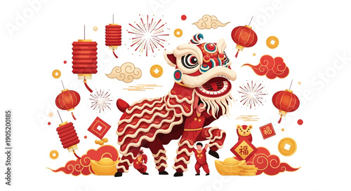 Chinese Lion Dance Performance.