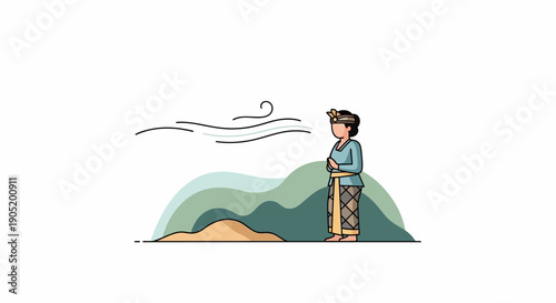 Man looking at mountains.