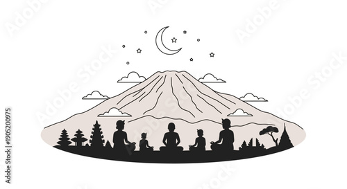 People Watching Mountain Landscape.