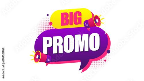 Big promo banner with megaphone for special advertising