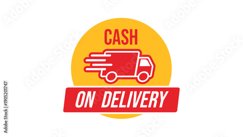Cash on delivery service badge with truck icon