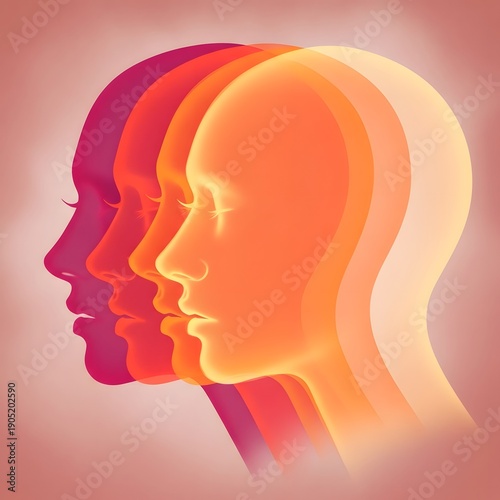 Multi colored profile heads in gradient formation