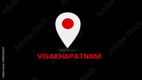 China Location city of Visakhapatnam animated GPS location tracking icon GPS Map symbol. Map pin icon animation with jihan city text.

