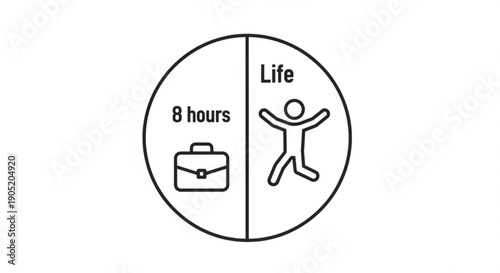 Work life balance concept with business briefcase and happy person in a circle