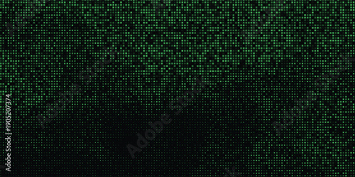 Neon green digital pattern with tech particles, binary code atmosphere, abstract data visualization