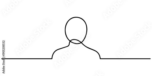 User person  icon    continuous one line drawing outline vector illustration, Minimalist one line drawing of a user profile with refresh arrow update, drawing on white background minimalist person.