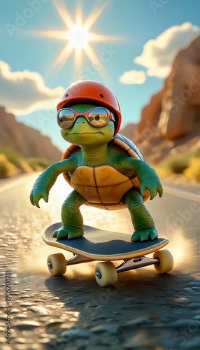 turtle on a skateboard