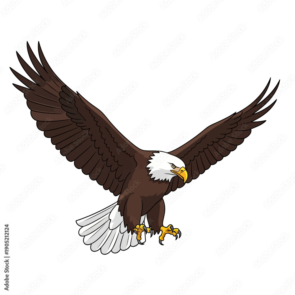 Fototapeta premium A majestic bald eagle in flight with outstretched