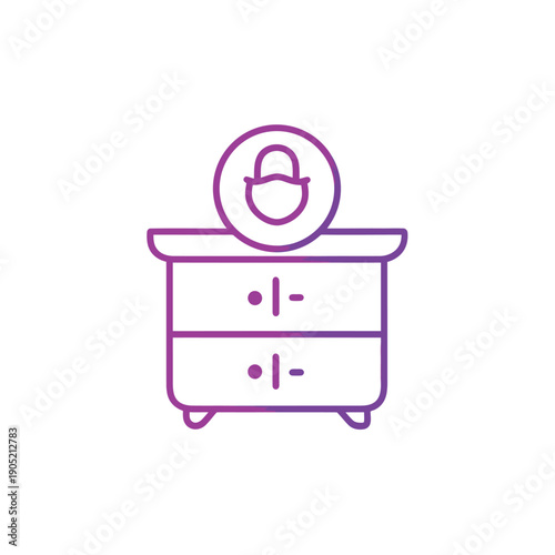 Purple Icon of Lock on Drawer