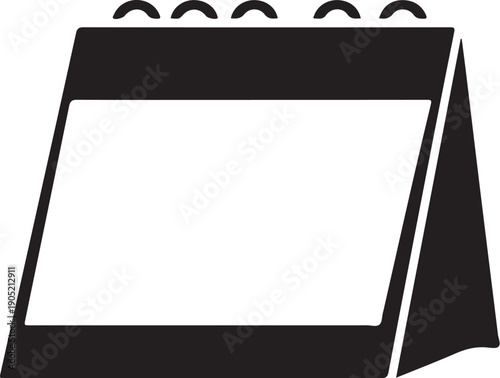 Black desk calendar with blank white page and three holes on