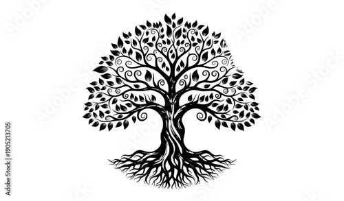 Tree of Life Transition from Grey Roots to Colorful Leaves Symbol of Growth and Transformation Vector Illustration