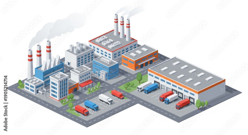© Rendi - Industrial Complex with Factories and Warehouses. © Rendi - Industrial Complex with Factories and Warehouses.