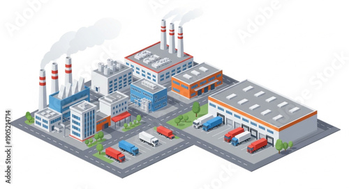 Industrial Complex with Factories and Warehouses.