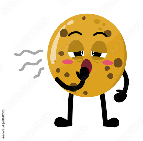 Cute Hand Drawn Sleepy Choco Chips Cookie with Heavy Eyes