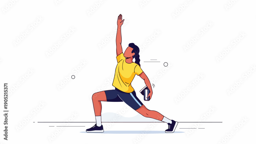 Obraz premium Illustration of a woman in athletic pose with a raised arm