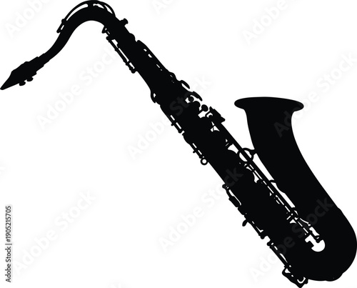 Saxophone silhouette jazz musical instrument black shape isolated on white background music concert illustration