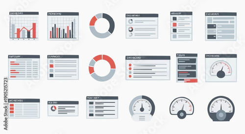 Data Visualization Infographic Elements Collection Featuring Charts and Graphs for Business Analytics and Statistics