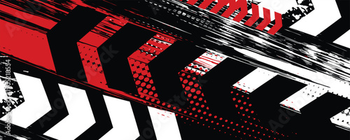 Exclusive red and black color combination sport racing car livery design, for universal medium eps10 vector ready to print.