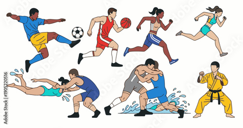 Diverse Athletes Engaging in Various Sports Activities
