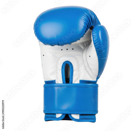 Blue and white boxing glove isolated on transparent background