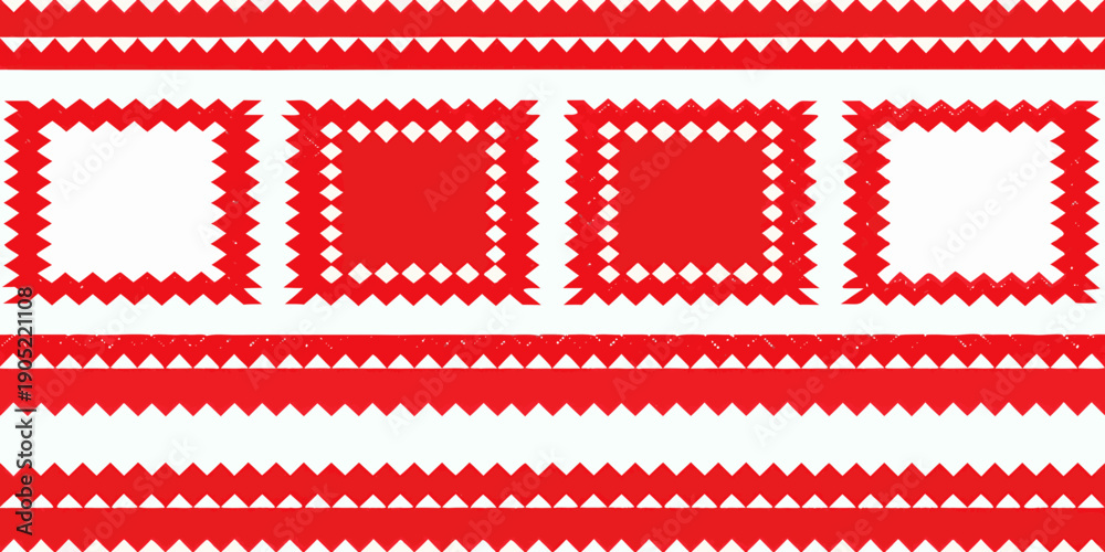Fototapeta premium A repeating geometric pattern featuring red and white rectangular shapes
