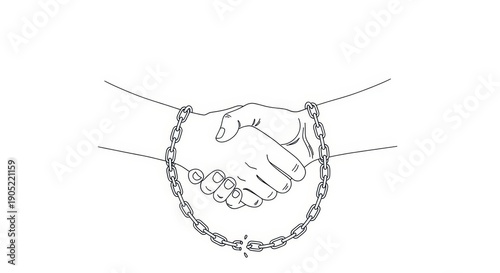 Broken Chain Partnership Handshake Symbolizing Failed Business Deal or Trust Betrayal