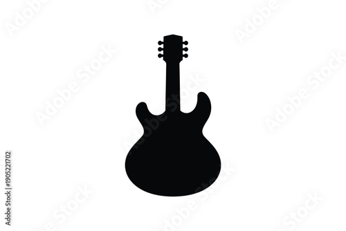 Electric guitar silhouette icon isolated on white background for music festival or rock band performance art