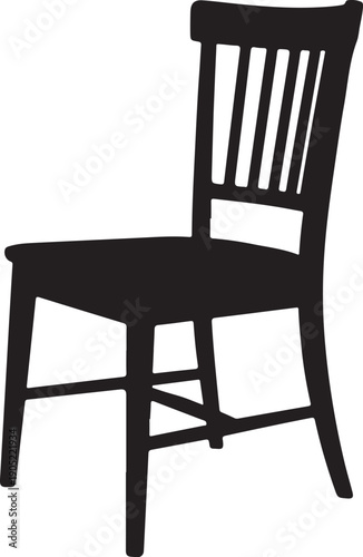 Black wooden chair with slatted back and seat backrest