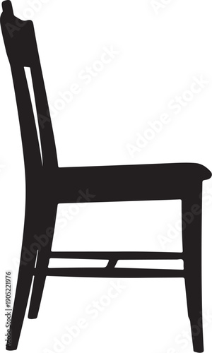 Black wooden chair with slatted back and seat black chair