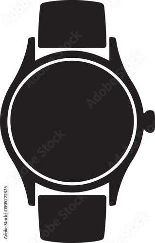 Black wristwatch with white circular outline traced
