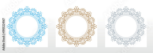 Set of decorative frames Elegant vector element for design in Eastern style, place for text. Floral colored frames. Lace illustration for invitations and greeting cards