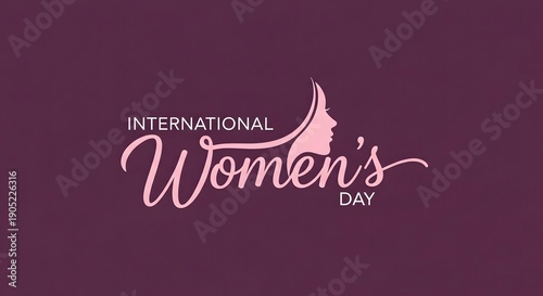 International women's day logo with pink silhouette