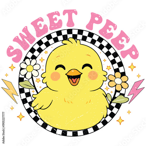 Sweet peep Shirt Design, Retro Easter T-shirt, Bunny Christian Easter Design, Religious T-Shirt Clipart