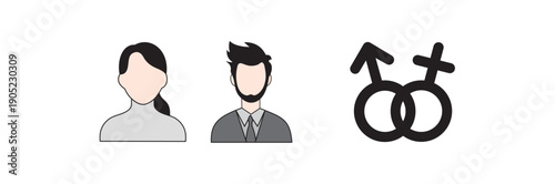 Male and Female Gender Icons with Couple Symbol Vector Illustration