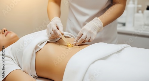 Close Up Bikini Waxing Hair Removal Procedure