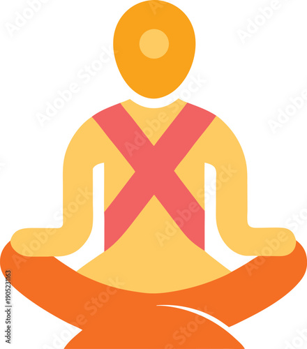 Stylized human figure in lotus pose with orange and yellow colors yoga meditation