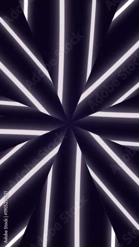 Abstract Purple Radial Beam Motion Background. Geometric Symmetric Light Rays Expansion Loop. Perfect for technology, sci-fi, presentation, digital visual
