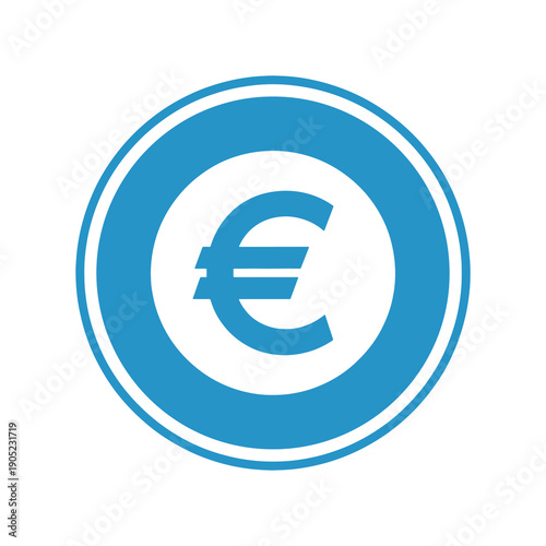 Free Download Blue euro symbol centered in circular design with white outline - GFXLoad